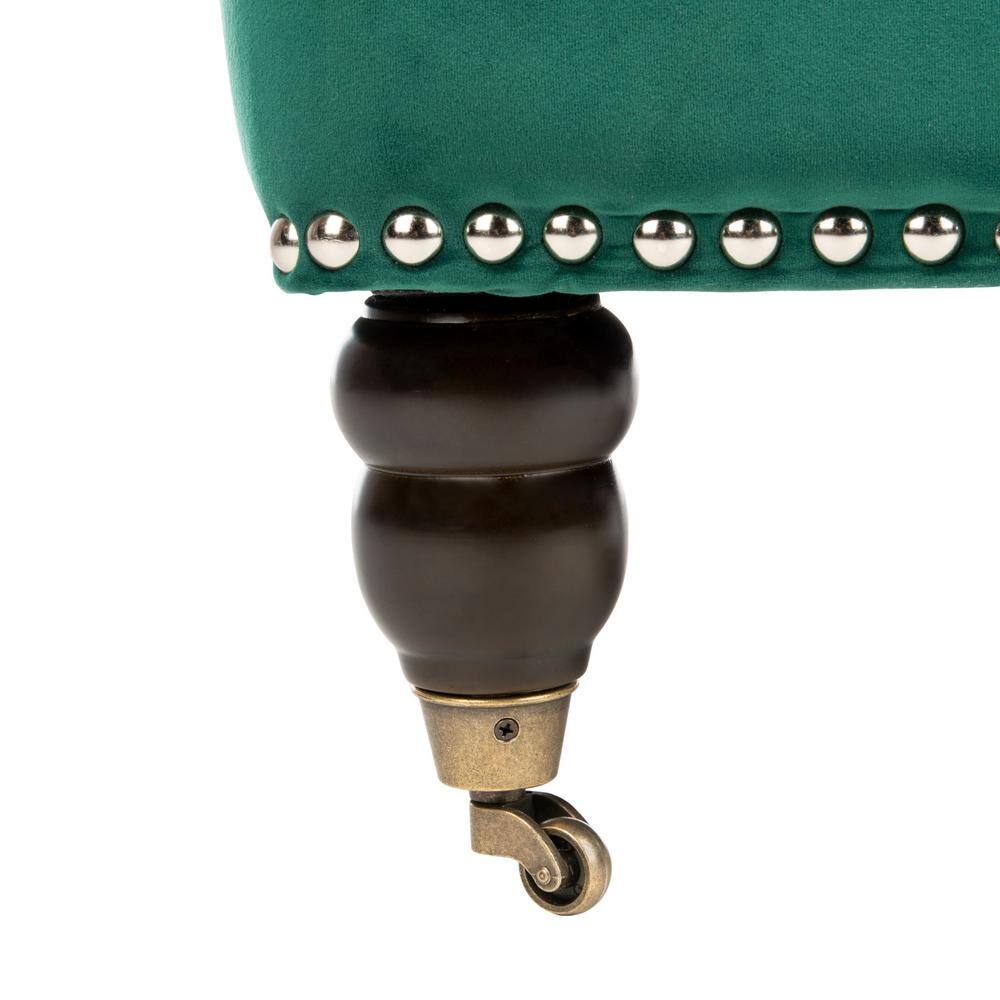 Emerald Velvet Tufted Club Chair with Espresso Wood Legs