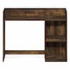 Wooden desk hutches unit from the front view.