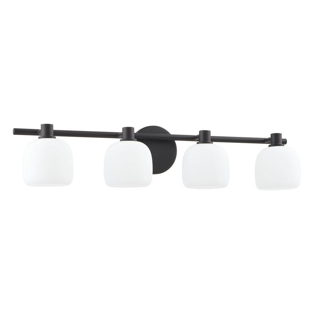 Valentina 30-in. 4-light Matte Black Vanity Light with Etched Opal Glass Shades price history on PriceWatchPro