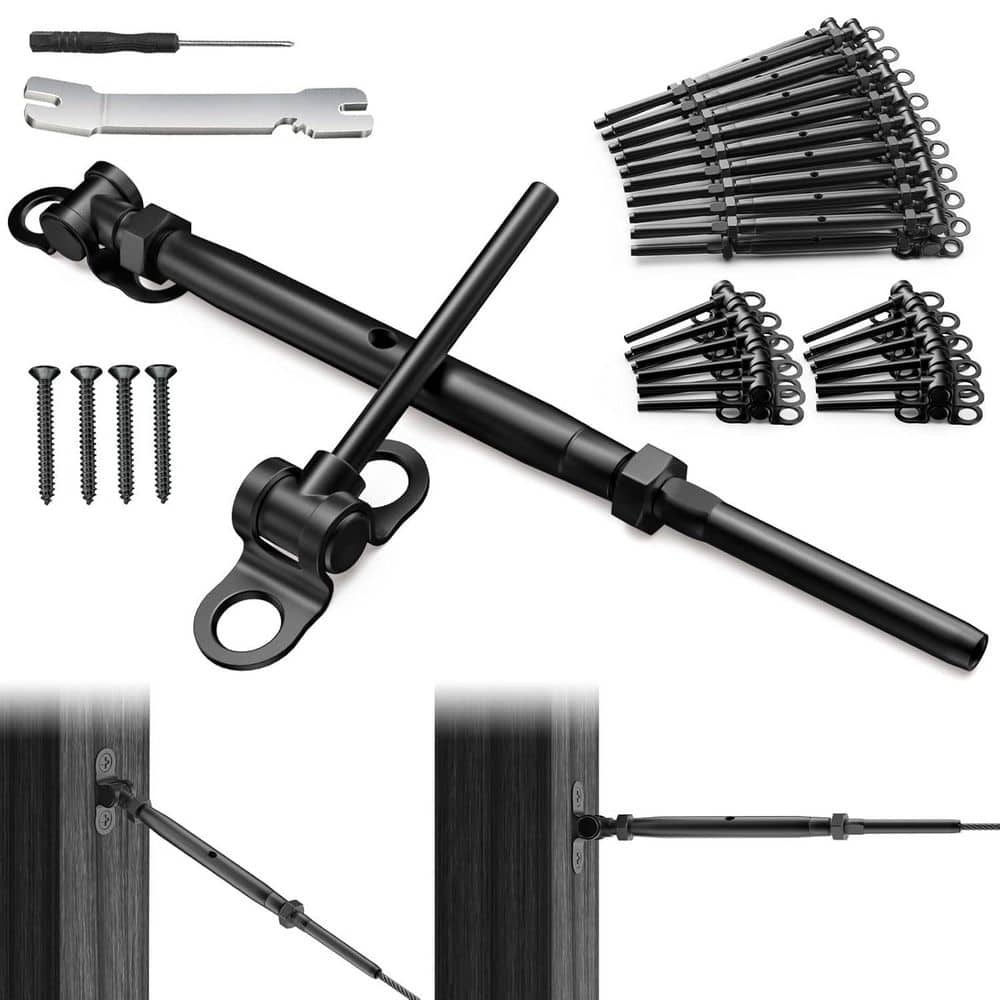Afoxsos 0.88 in. W x 10 in. H 20 Pair Black Cable Railing Kit with ...