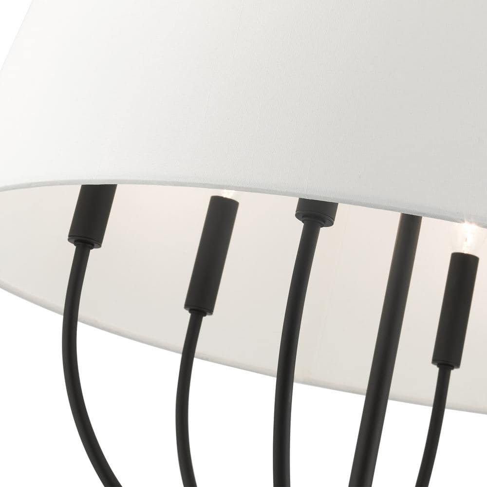 Ridgecrest Transitional Black 6-Light Chandelier with Off-White Shade