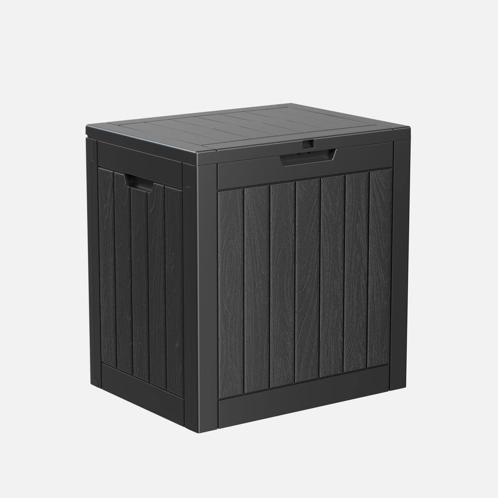 vbal 30 Gal. Resin Wood Look Outdoor Storage Deck Box with Lockable Lid