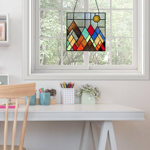 River of Goods Beyond the Mountain Tops Stained Glass Window Panel 20555 -  The Home Depot