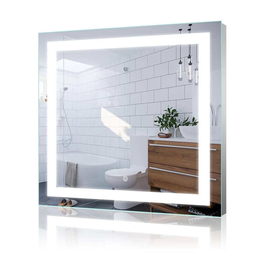 36 in. W x 36 in. H Square Frameless LED Anti-Fog Wall Bathroom Vanity Mirr