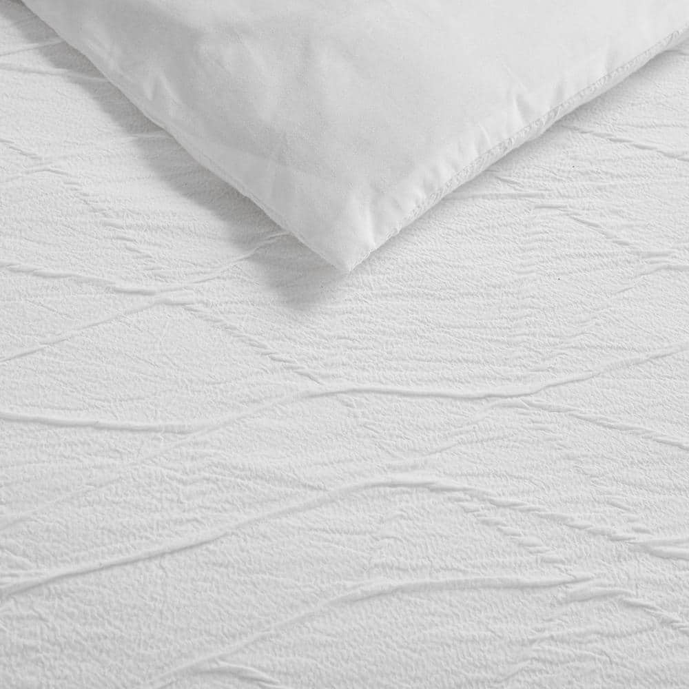 King White Cotton Reversible Comforter Set with Shams