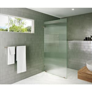 38 in. W x 78 in. H Fixed Single Panel Frameless Shower Door in Brushed Bronze with Fluted Frosted Glass