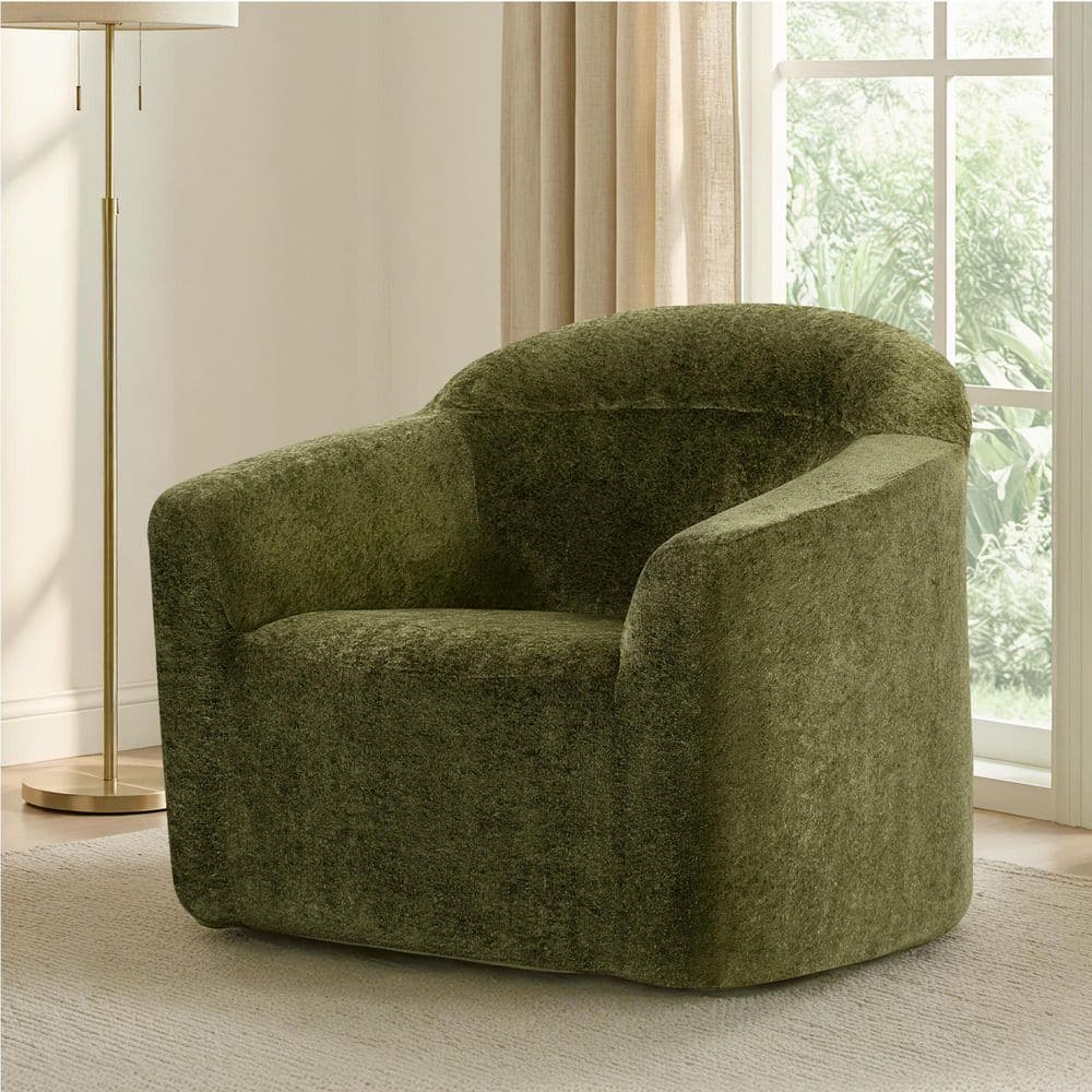 Spruce & Spring Parker Moss Green Fabric Boneless Accent Chair Arm