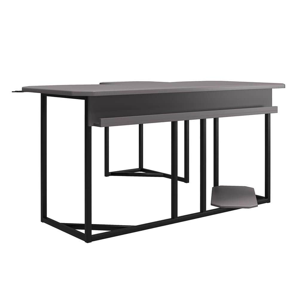 Ntense Quest Reversible L-Shape Gaming Desk with XL CPU Stand in Gray