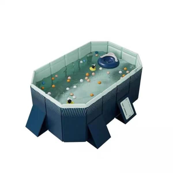 Nadia Outdoor Patio Blue 6.39 ft. x 4.49 ft. Rectangle 1.48 in. Deep Hard Side Pool