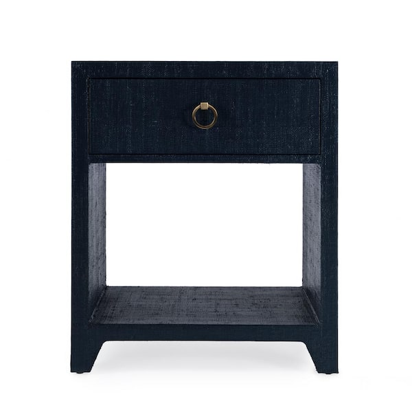 Butler Specialty Company Bar Harbor Navy Blue 1-Drawer 24 in. W Raffia Nightstand
