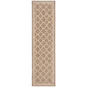 Courtyard Brown/Bone 2 ft. x 8 ft. Geometric Indoor/Outdoor Patio  Runner Rug