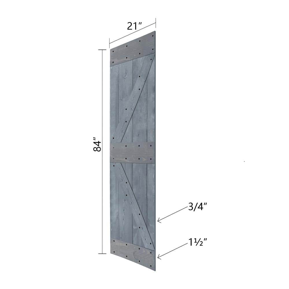 Dark Gray Solid Spruce Wood Bi-Fold Barn Door with Hardware Kit