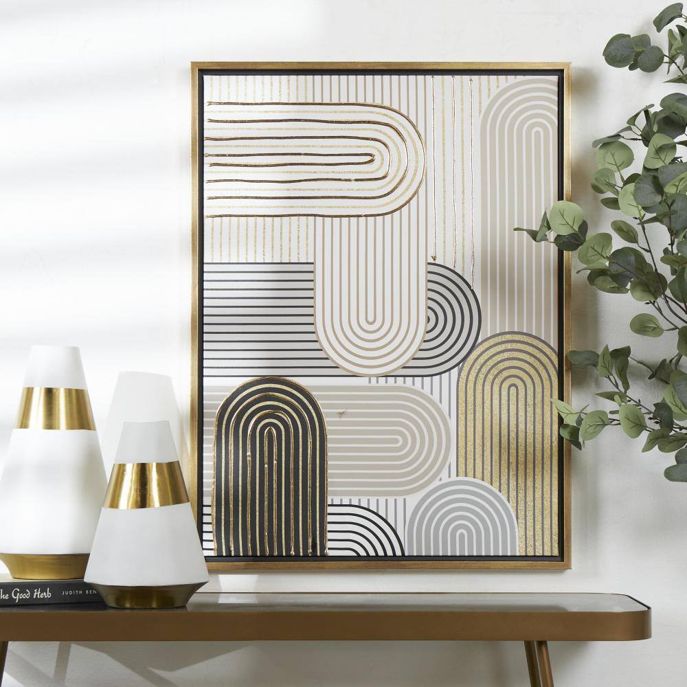 Litton Lane 1- Panel Abstract Art Deco Linear Arched Framed Wall Art ...