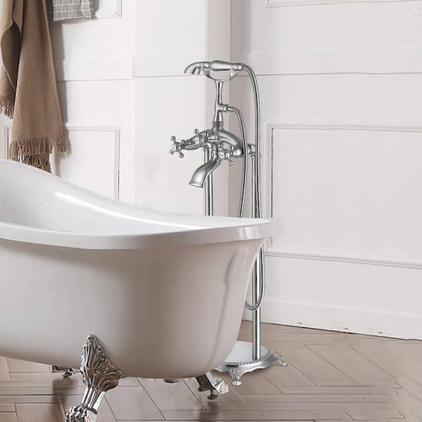 Satico 3Handle Freestanding Floor Mount Faucet Claw Foot Tub Faucet