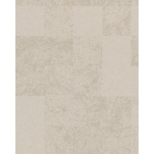 Metallic WeatheRed Grid Wallpaper Sand Grey Paper Strippable Roll (Covers 57 sq. ft.)