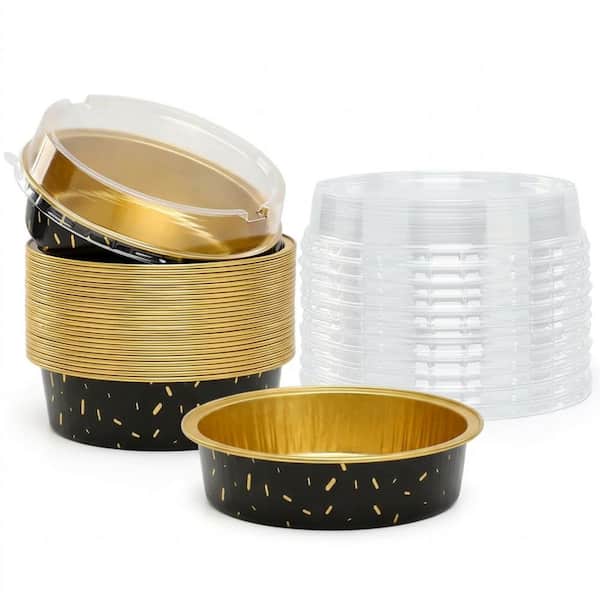 20 Pack 8 oz. Aluminum Mini Round Cake Pan with Lids Oven Baking Cupcake Tart Foil Pan for Pizza Pies Quiche