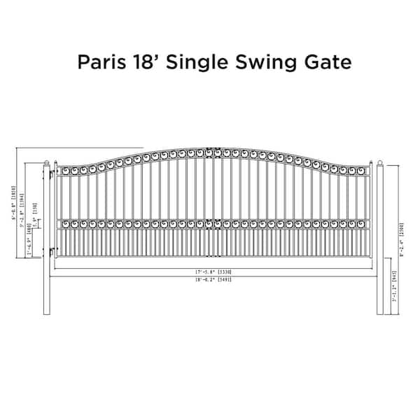 ALEKO Paris Style 18 ft. x 6 ft. Black Steel Dual Driveway Fence Gate