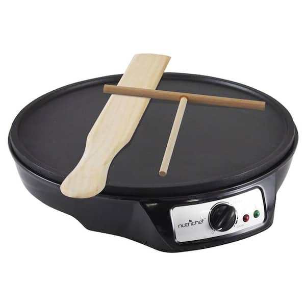 Photo 1 of 12 in. 1-Burner Black Electric Crepe Maker and Griddle, Hot Plate Cooktop