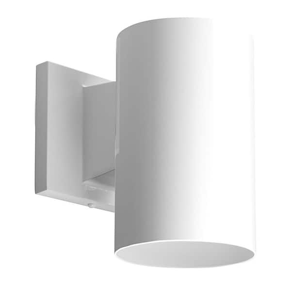 Cylinder Collection 5" White Polymeric Modern Outdoor Wall Lantern Light