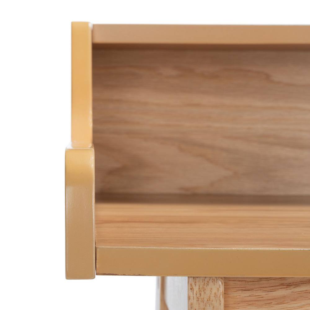 Natural Finish Mid-Century Writing Desk with Built-In Shelves