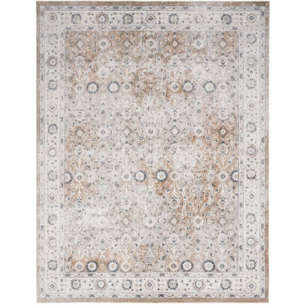 Nourison Astra Machine Washable Silver Taupe 7 ft. x 9 ft. Distressed Traditional Area Rug