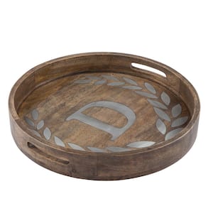 24 in. Round Mango Wood Serving Tray "D"