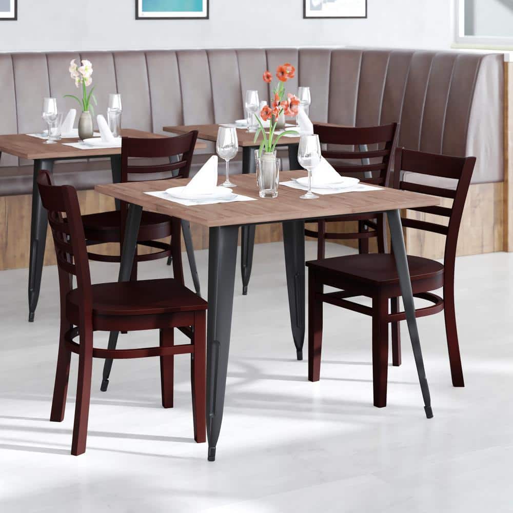 Elegant Ladderback Mahogany Wood Side Chair with Sturdy Frame