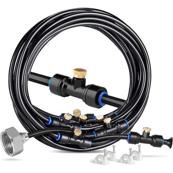 59 ft. Flexible Sunlight-Resistant Misting Line Outdoor Cooling System with 20 Brass Mist Nozzles and 3/4 Adapter