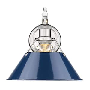 Orwell 1-Light Chrome with Navy Shade Wall Sconce