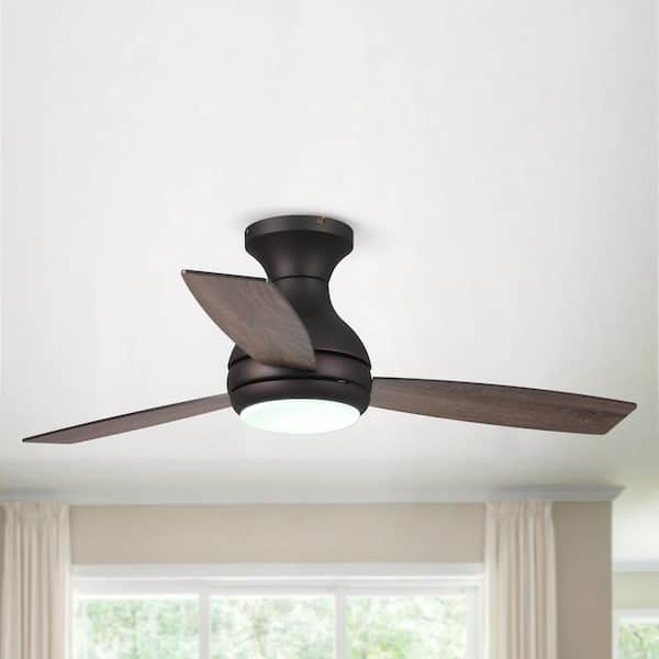 48 in. Color Changing Integrated LED Indoor Bronze Flush Mount Ceiling Fan with Light and Remote