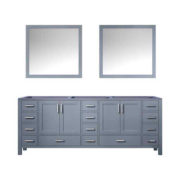 Jacques 84 in. W x 22 in. D Dark Grey Double Bath Vanity without Top and 34 in. Mirrors