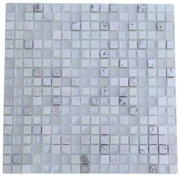 Splashback Tile Aztec Art Flour Storm 12 in. x 12 in. x 8 mm Glass Mosaic Floor and Wall Tile