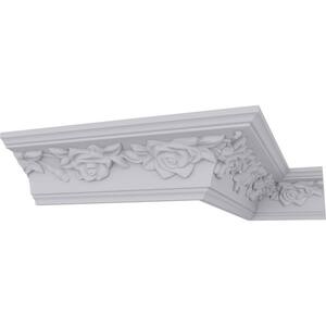 SAMPLE - 2 in. x 12 in. x 1-7/8 in. Polyurethane Running Rose Crown Moulding