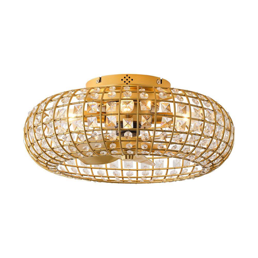 20 in. Indoor Crystal Gold Flush Mount Ceiling Fan with Lights and Remote price history on PriceWatchPro