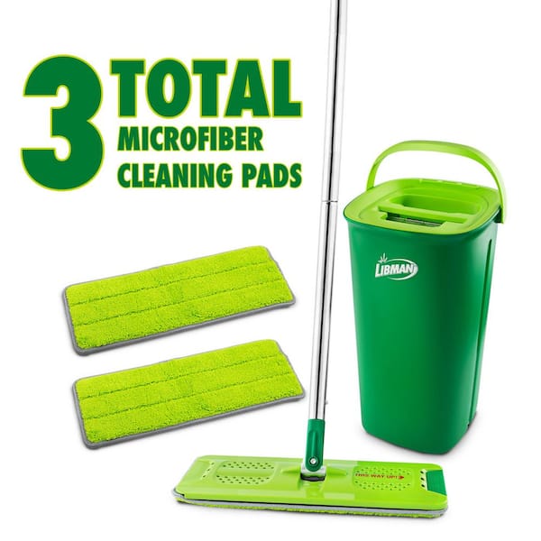 Rinse 'N Wring Microfiber Flat Mop and Bucket System with 2 Extra Refill Pads
