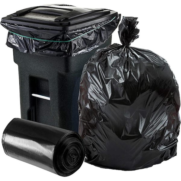 64 Gal. Toter Compatible Trash Bags on Rolls - Black, Case of 50 Bags