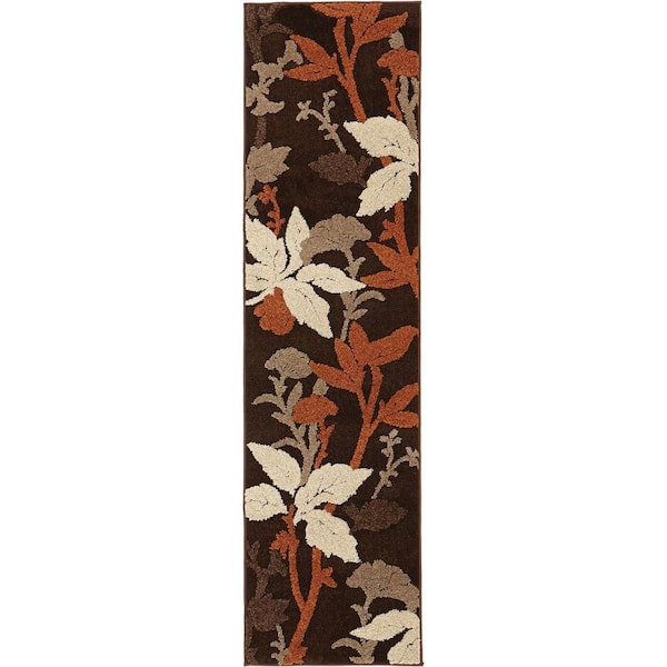 Home Decorators Collection Blooming Flowers Brown/Rust 2 ft. x 7 ft. Runner Rug
