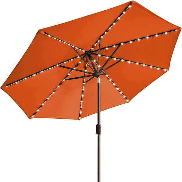 eliteShade Elite Shade USA 10-Year-Non-Fading Sunumbrella 9 ft. Market Umbrella with 80 LED Lights Patio in Umbrellas Rust