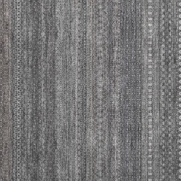 Gray 2 ft. x 3 ft. Woven Striped Polyester Rectangle Indoor/Outdoor Area Rug
