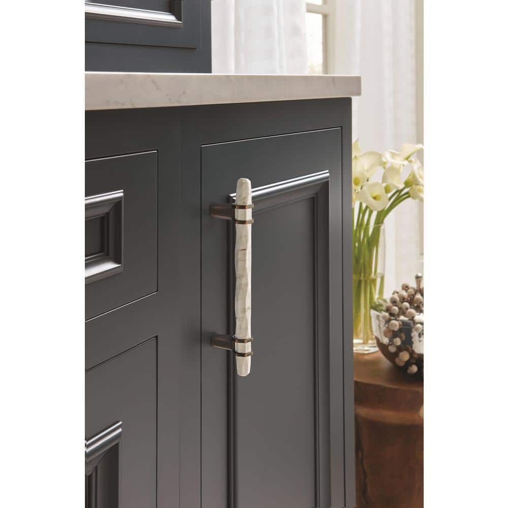 Marble White and Oil Rubbed Bronze Cabinet Pull Bar