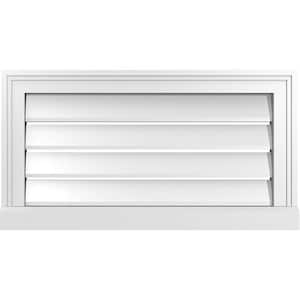 26 in. x 14 in. Vertical Surface Mount PVC Gable Vent: Functional with Brickmould Sill Frame