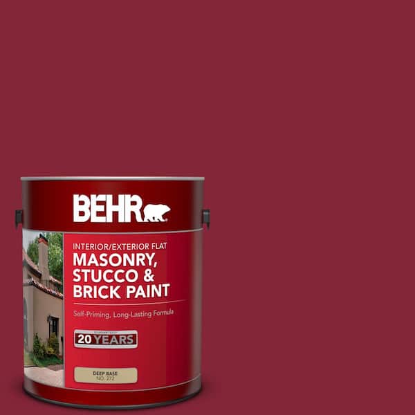 BEHR 1 gal. #M140-7 Dark Crimson Flat Interior/Exterior Masonry, Stucco and Brick Paint