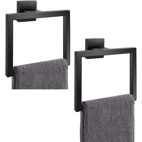 CLAVIE Stainless Steel Wall Mounted Square Towel Ring in Matte Black
