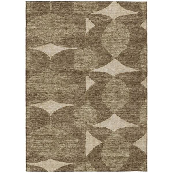 Chantille Machine Washable Indoor/Outdoor Abstract ACN3060 Chocolate 10 ft. x 14 ft. Area Rug