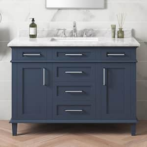 Sonoma 48 in. Single Sink Midnight Blue Bath Vanity with Carrara Marble Top (Assembled)