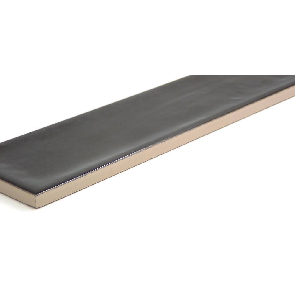 Charcoal Glossy Ceramic 3x12 Wall Tile for Bathroom and Kitchen