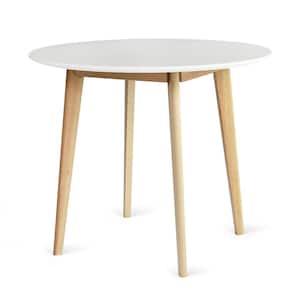 35.5 in. x 35.5 in. Round White Pine Solid Wood MDF Dining Table