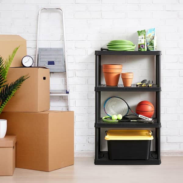 GRACIOUS LIVING Black 24 in. x 56.25 in. x 36 in. Knect-A-Shelf 3