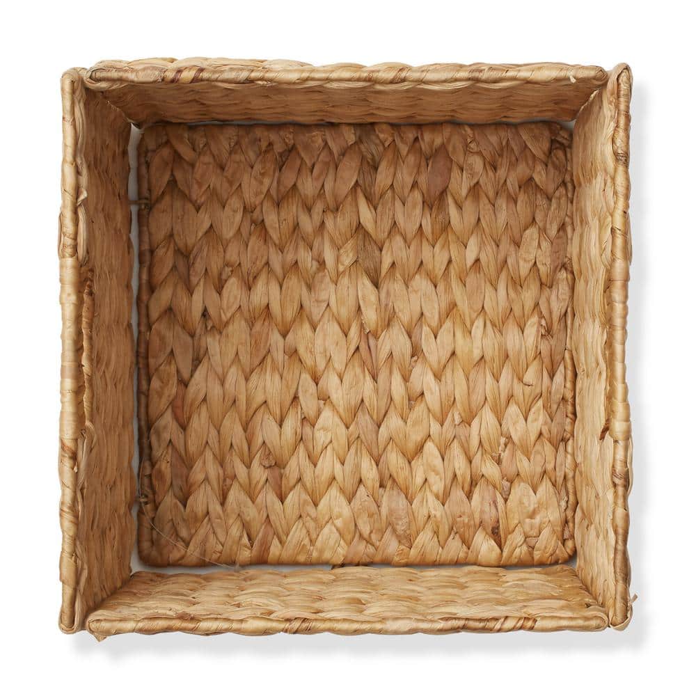 Natural Water Hyacinth Woven Storage Baskets with Handles, Set of 2