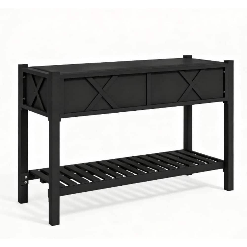 Black Elevated Wood Raised Garden Bed with Shelf, Drainage Holes and Liner (47.2 in. L x 21.7 in. W x 31.5 in. H) price history on PriceWatchPro